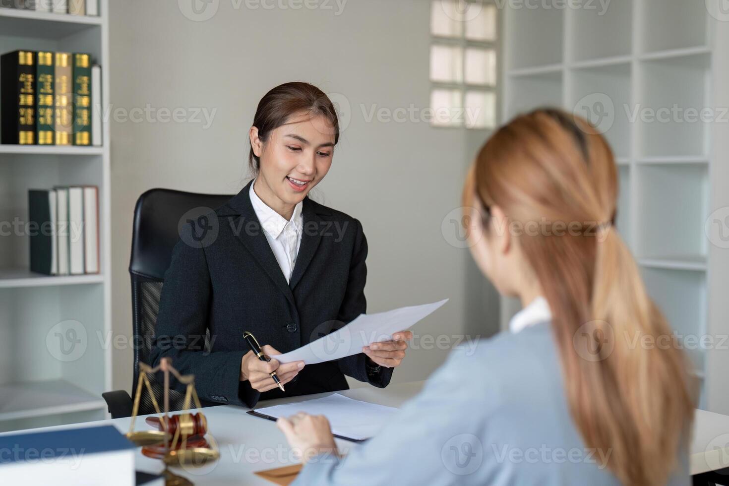 Attorney consulting with client