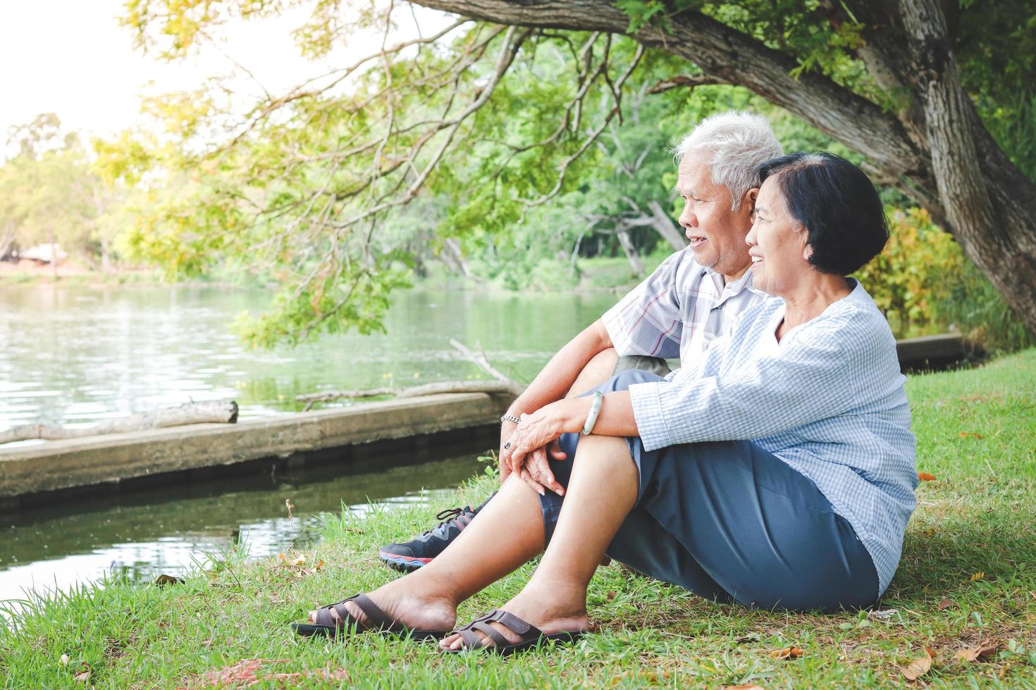 Happy senior couple reviewing healthcare options
